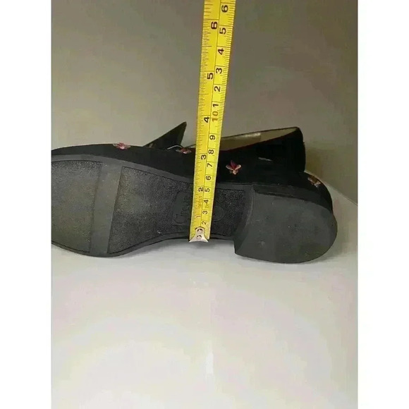 Circus By Sam Edelman Loafers Harlem-1 Black Sz 9 Faux Suede Embroidered Flowers - Picture 13 of 14